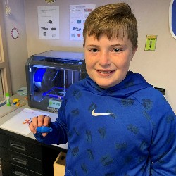 Kayden Bean- 5th Grader with 3D football print